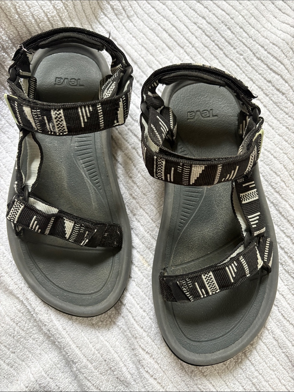 Teva woman’s Black and White Patterned Sport Sandals
